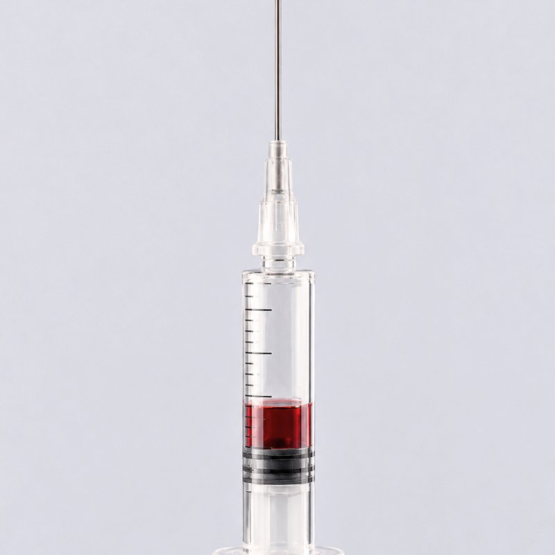 A syringe prepared for a blood collection